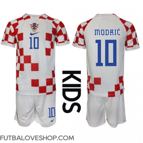 Dres Chorvátsko Luka Modric #10 Domáci pre deti MS 2022 Krátky Rukáv (+ trenírky)